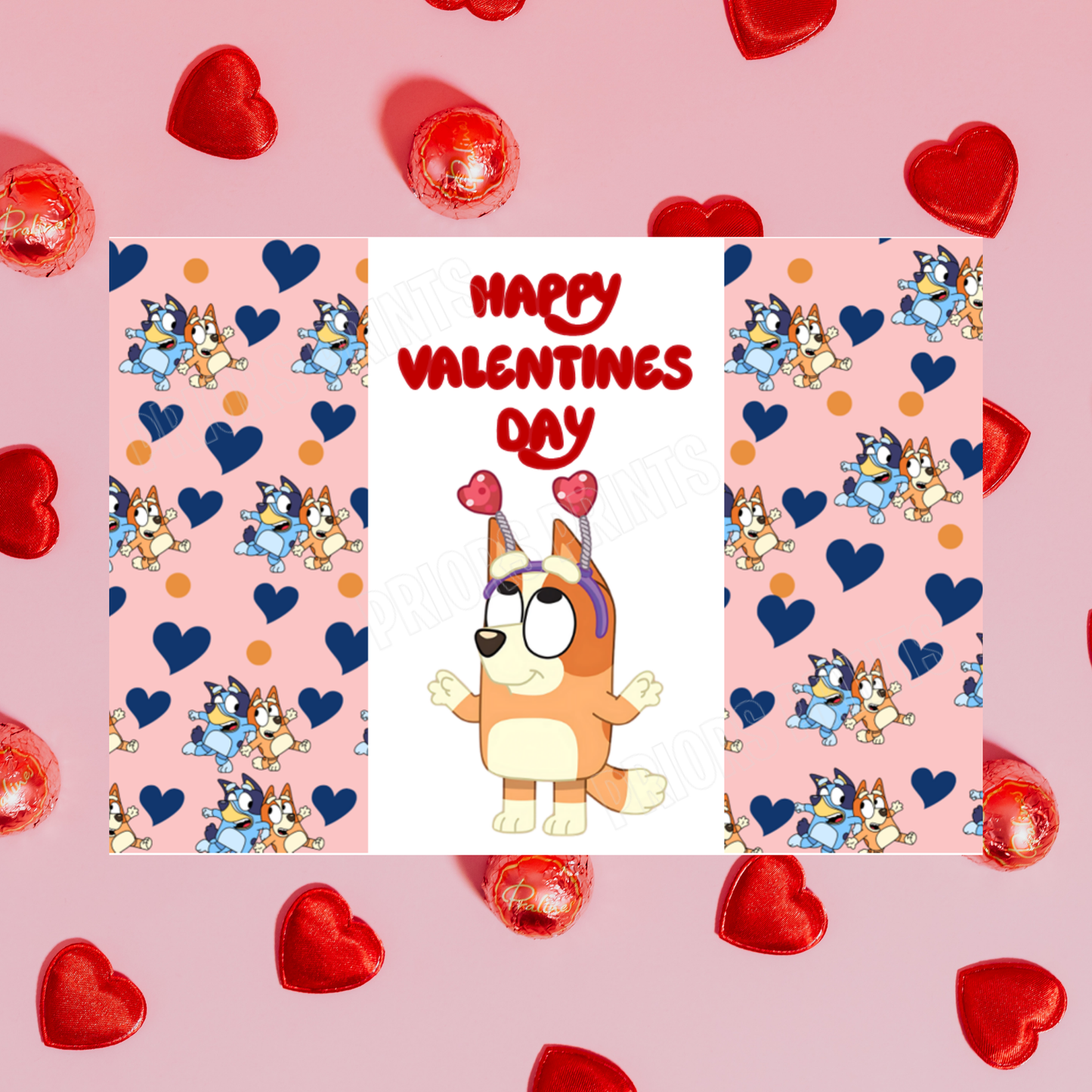 Bluey Valentines Chocolate Bar Wrapper