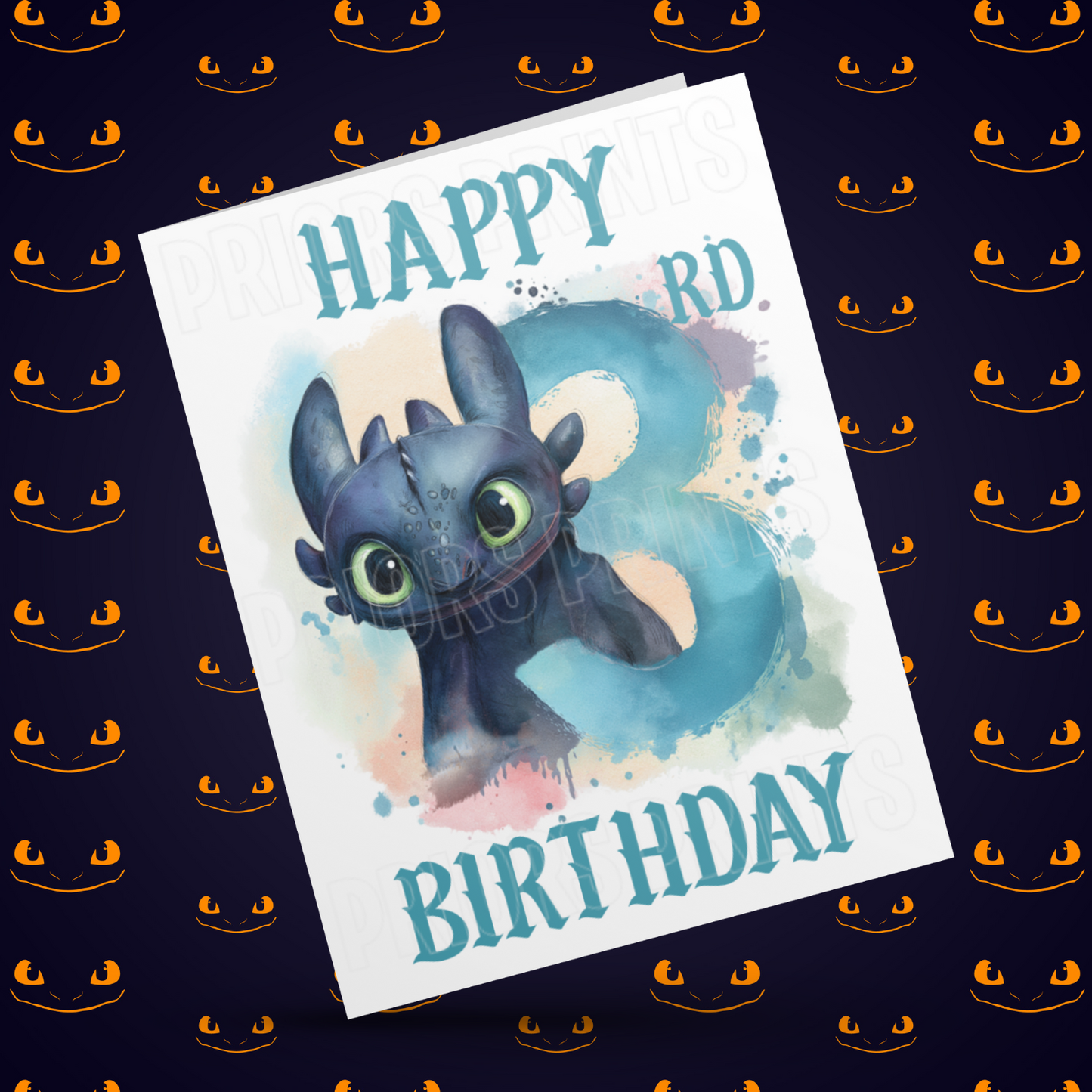 Personalised Toothless Birthday Card with Age 1-20 Years (How To Train Your Dragon)