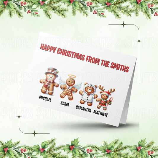 Personalised Gingerbread Family Christmas Card