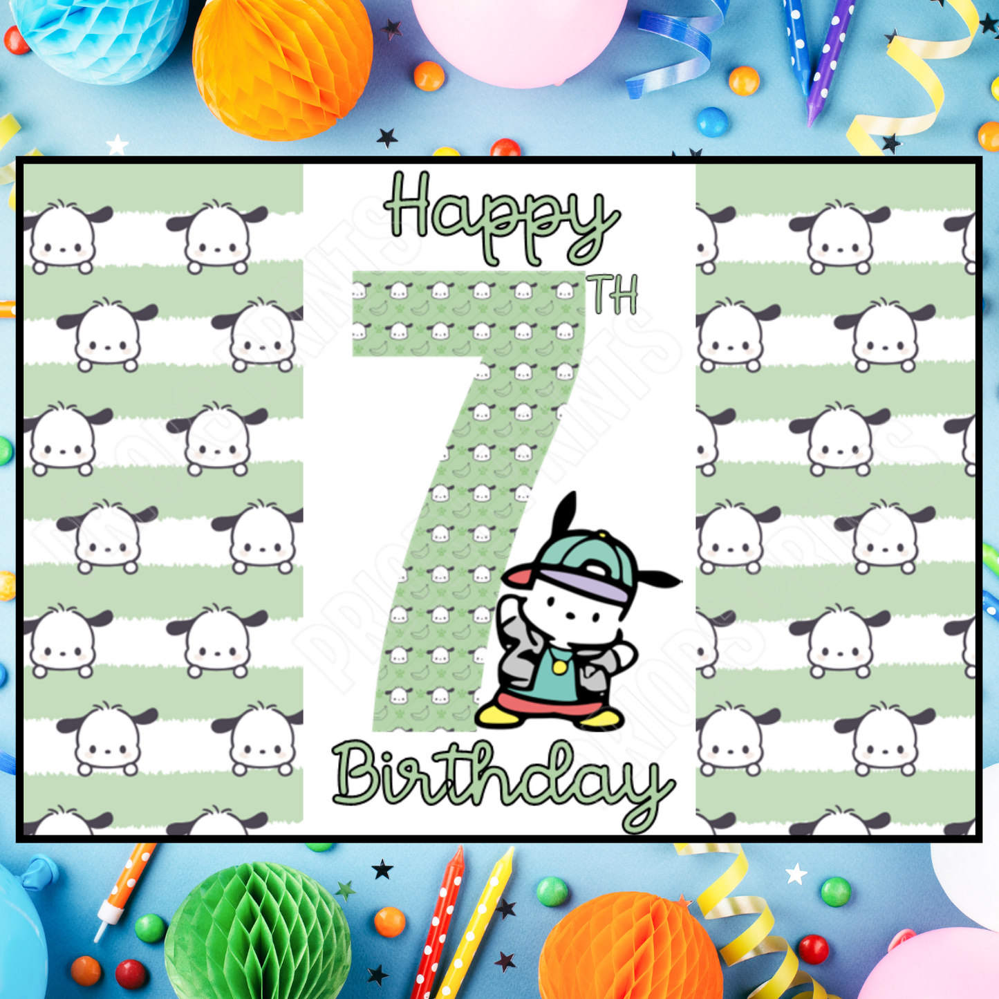 Pochacco Birthday Chocolate Bar Wrapper with Age 5-20 Years (Matches Cards)