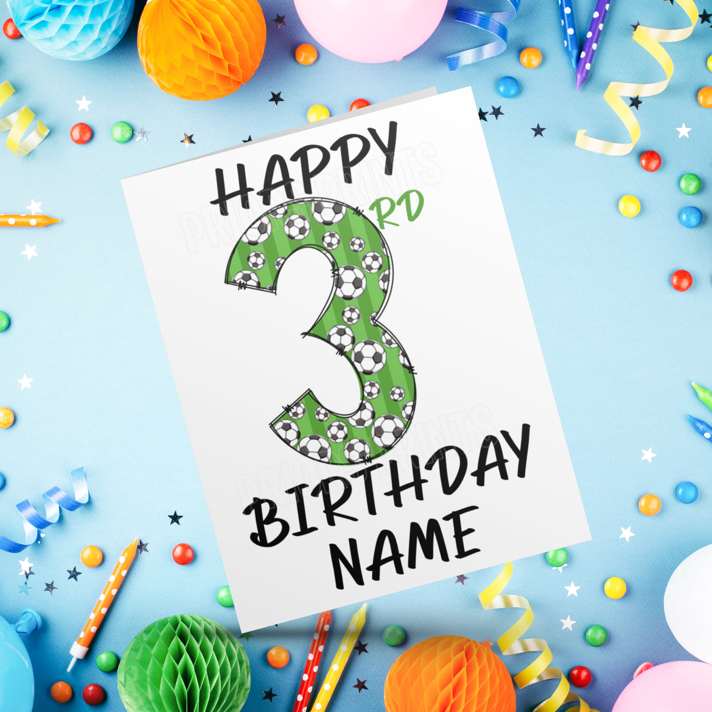 Personalised Green Football Birthday Card with age 1-20