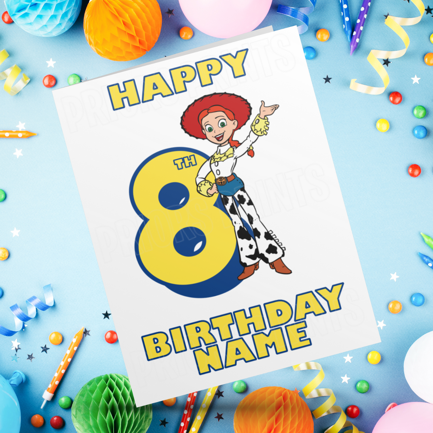 Personalised Jessie Birthday Card with Age 1-9 Years (Toy Story)