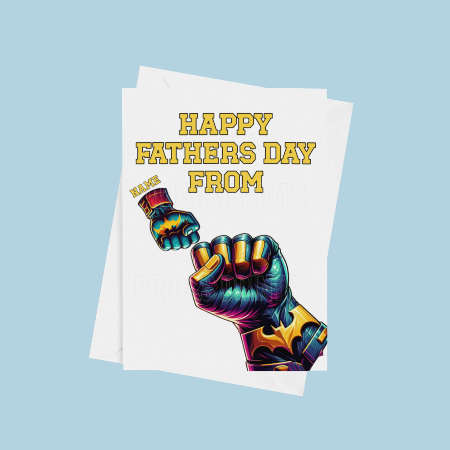 Personalised Batman Fist Fathers Day Card for up to 5 Children