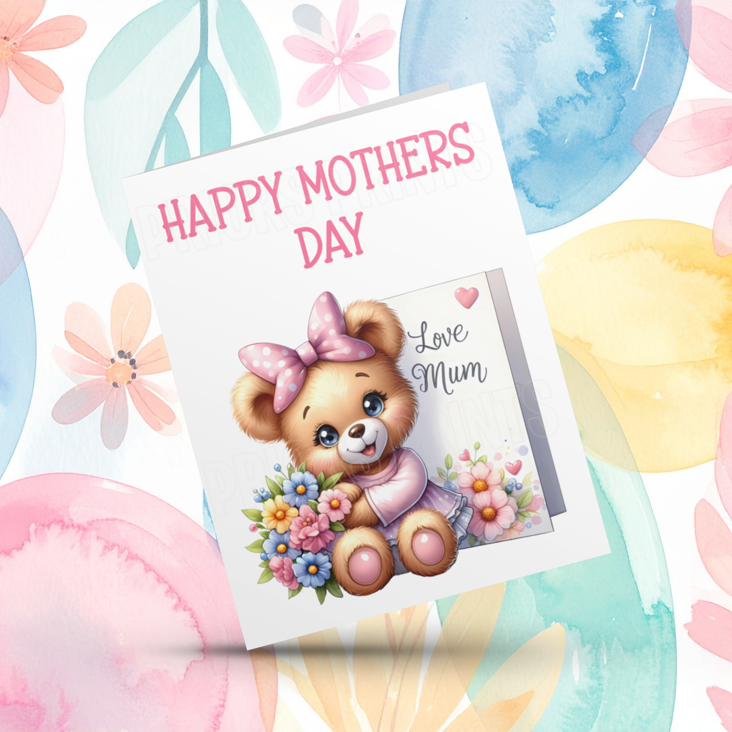 Cute Teddy Happy Mothers Day Card