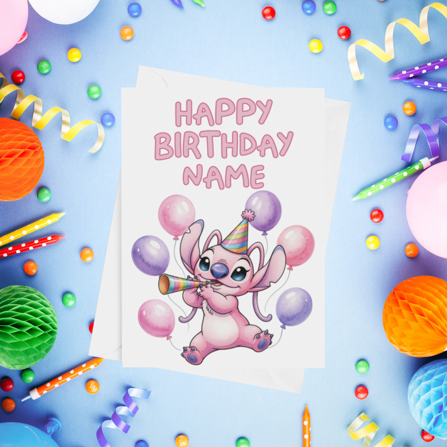 Angel, Lilo & Stitch Personalised Birthday Card