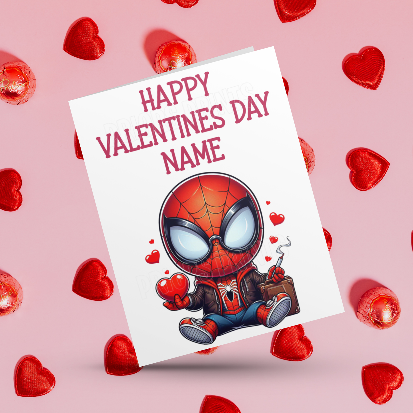 Cute Spiderman Personalised Valentines Day Card
