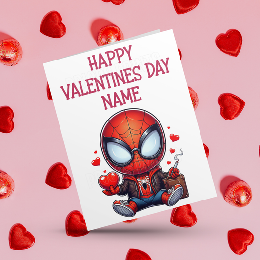 Cute Spiderman Personalised Valentines Day Card