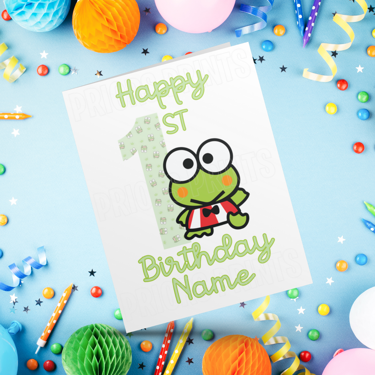 Personalised Keroppi Birthday Card with Age 1-20 Years (Sanrio- Hello Kitty & Friends)