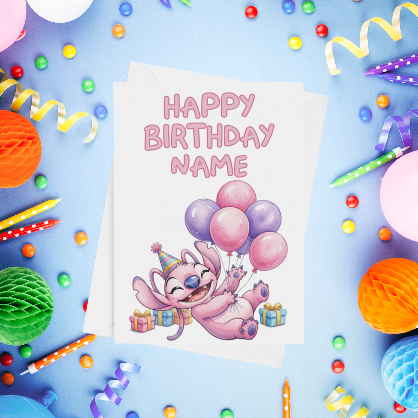 Angel, Lilo & Stitch Personalised Birthday Card