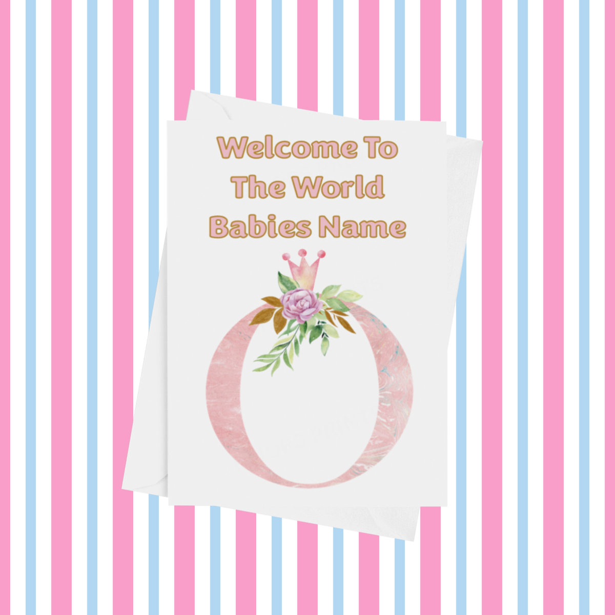 Welcome To The World Pink Crown Personalised Card for New Baby