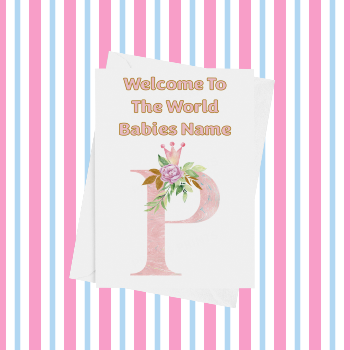 Welcome To The World Pink Crown Personalised Card for New Baby