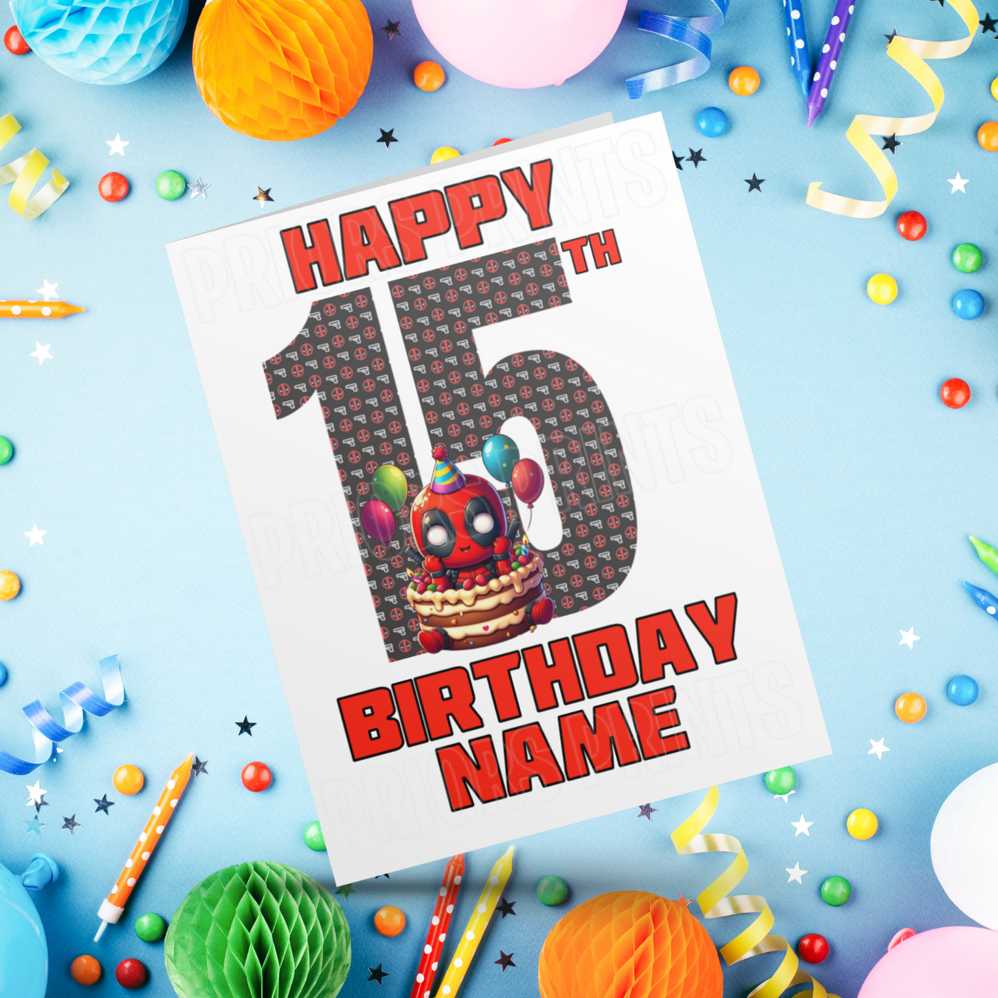 Personalised Deadpool Birthday Card with Age 5-20 Years (Marvel)
