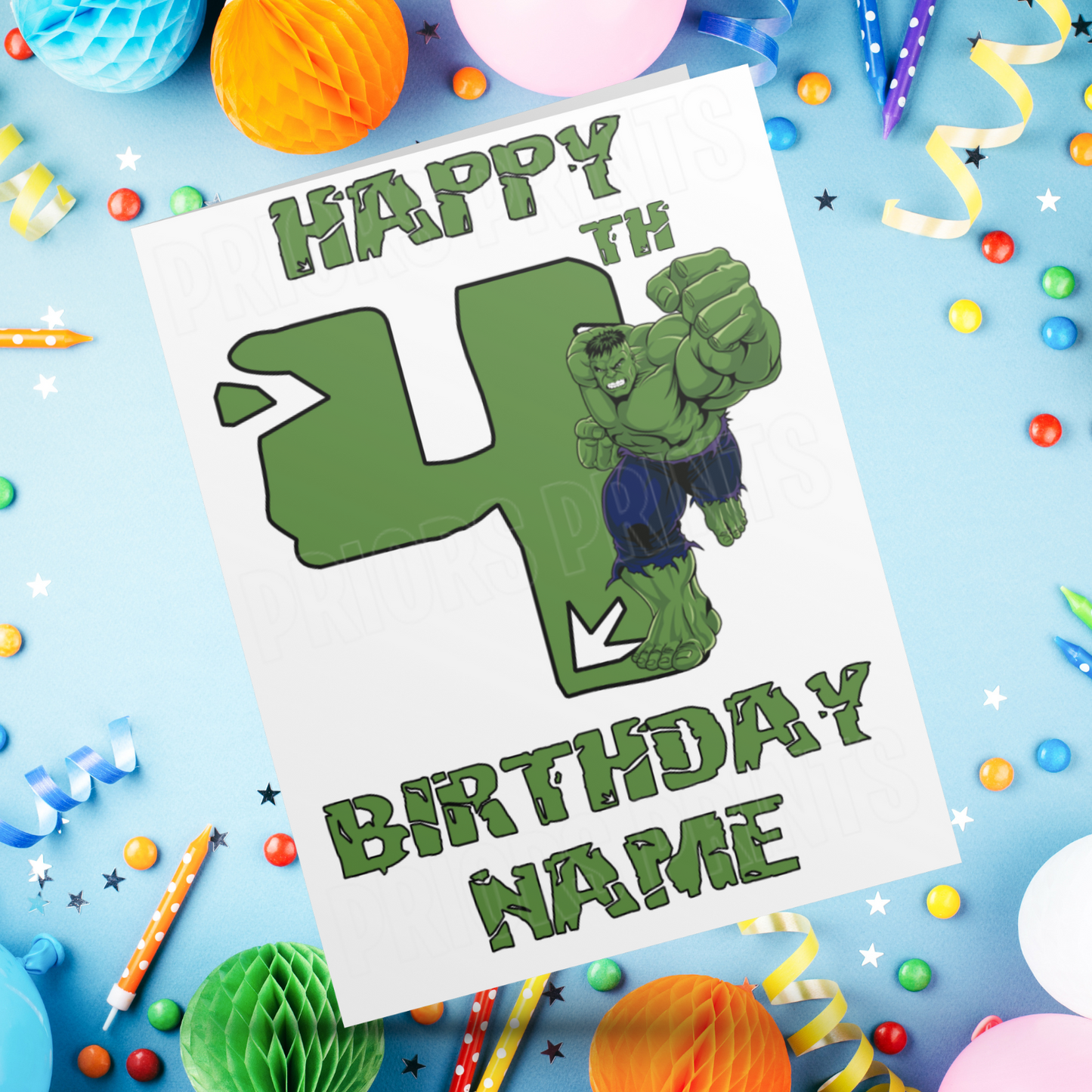 Personalised Hulk Birthday Card with Age 3-9 Years