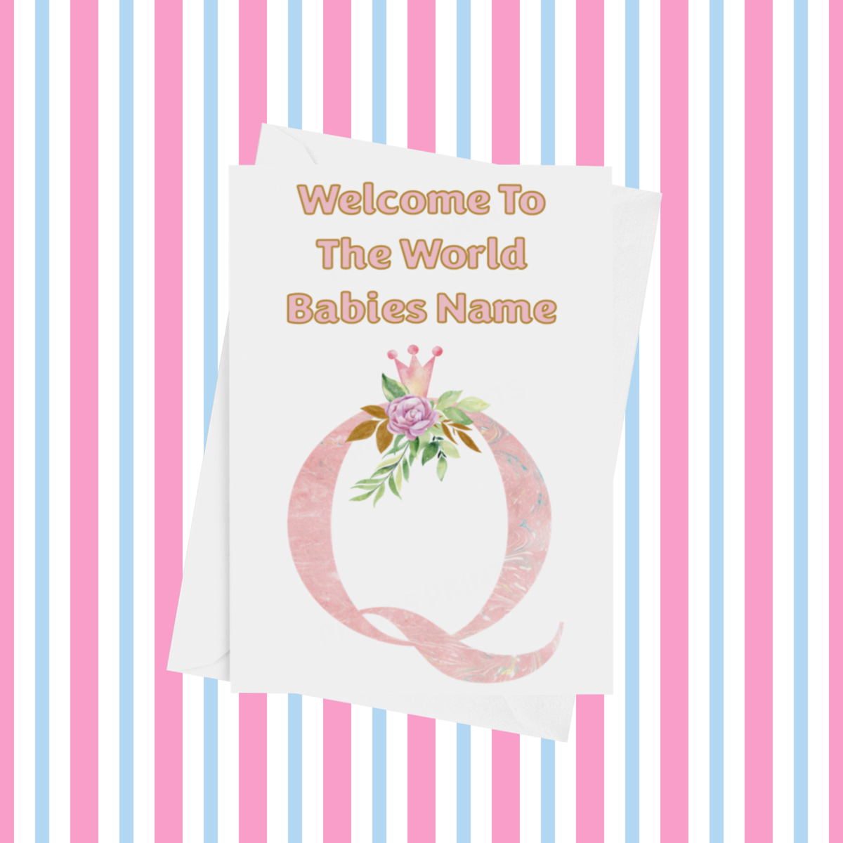 Welcome To The World Pink Crown Personalised Card for New Baby