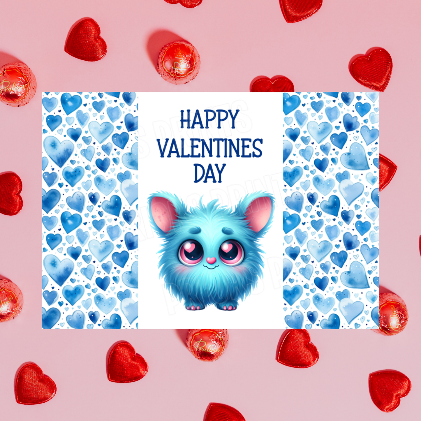 Cute Monsters Valentines Day Chocolate Bar Wrappers