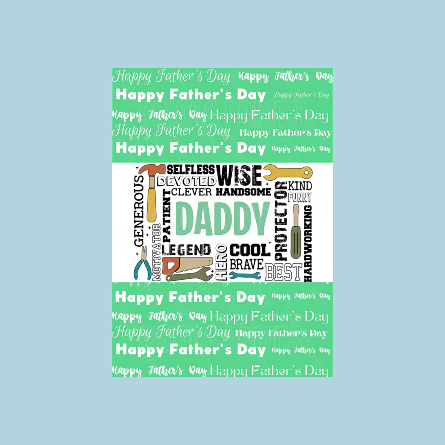 Tools Happy Fathers Day Chocolate Bar Wrapper for Dad, Daddy, Dada or Papa