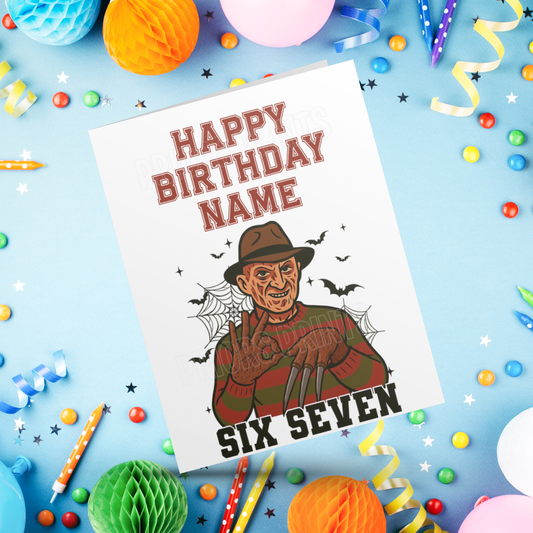 Six Seven Horror Characters Personalised Birthday Card I 67 I 6 7 I Sixseven