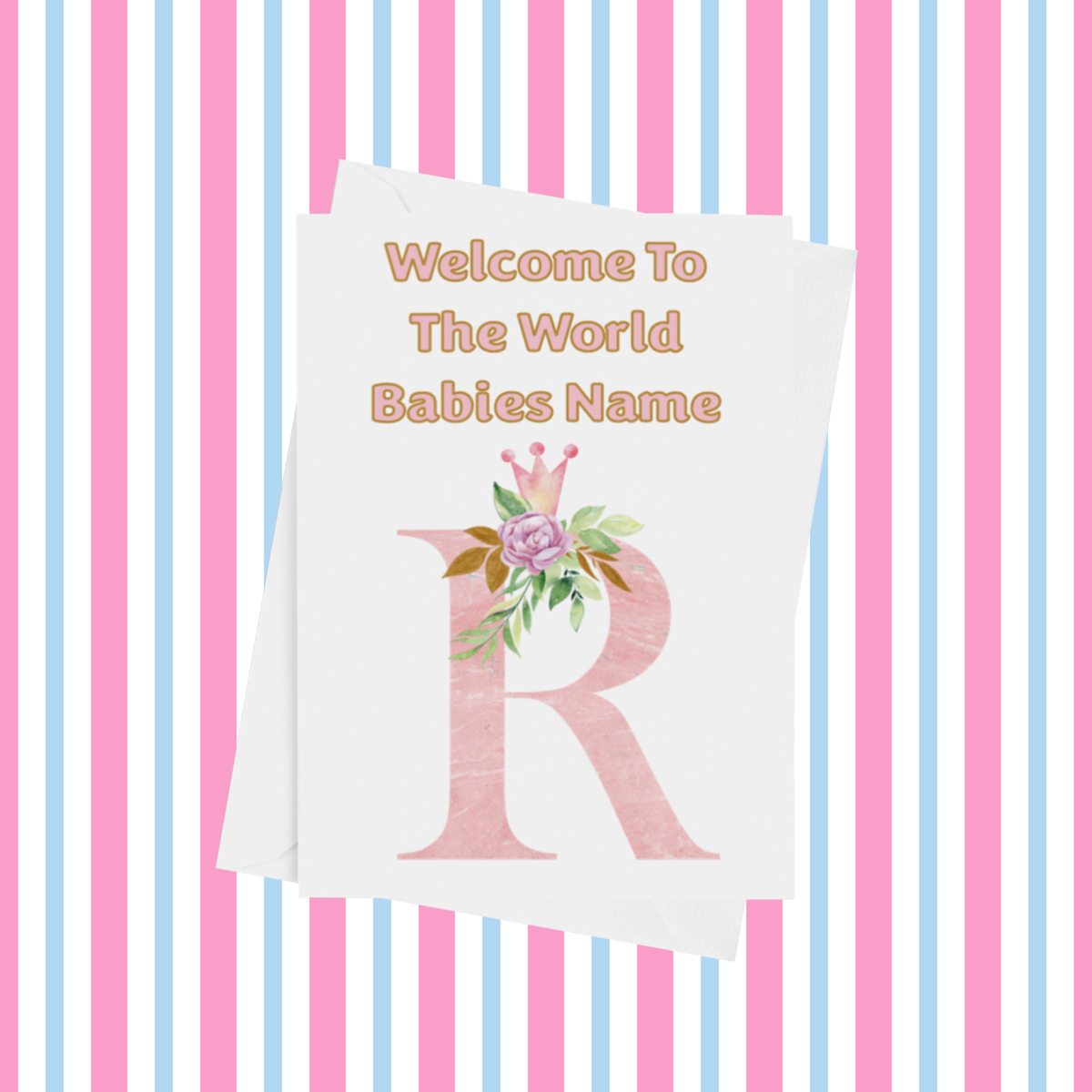 Welcome To The World Pink Crown Personalised Card for New Baby