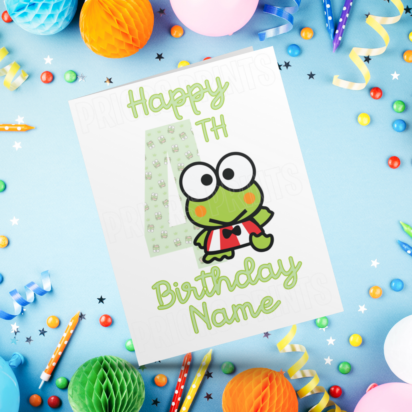 Personalised Keroppi Birthday Card with Age 1-20 Years (Sanrio- Hello Kitty & Friends)