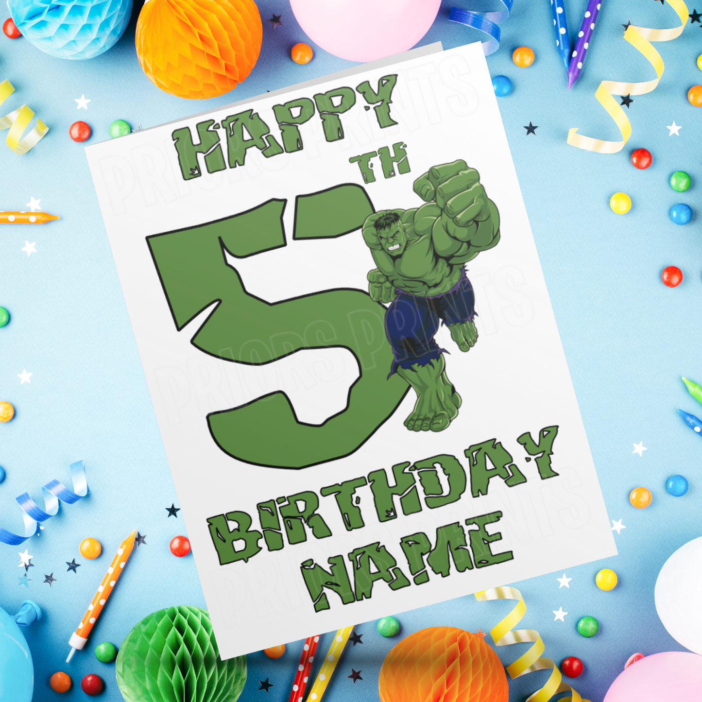Personalised Hulk Birthday Card with Age 3-9 Years