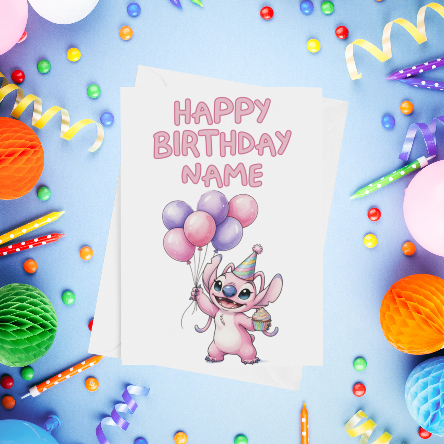 Angel, Lilo & Stitch Personalised Birthday Card
