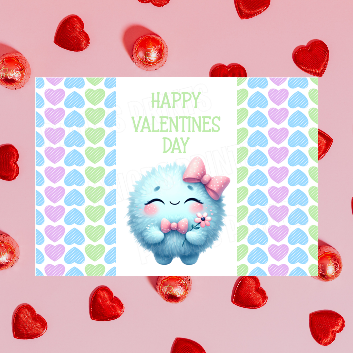 Cute Monsters Valentines Day Chocolate Bar Wrappers