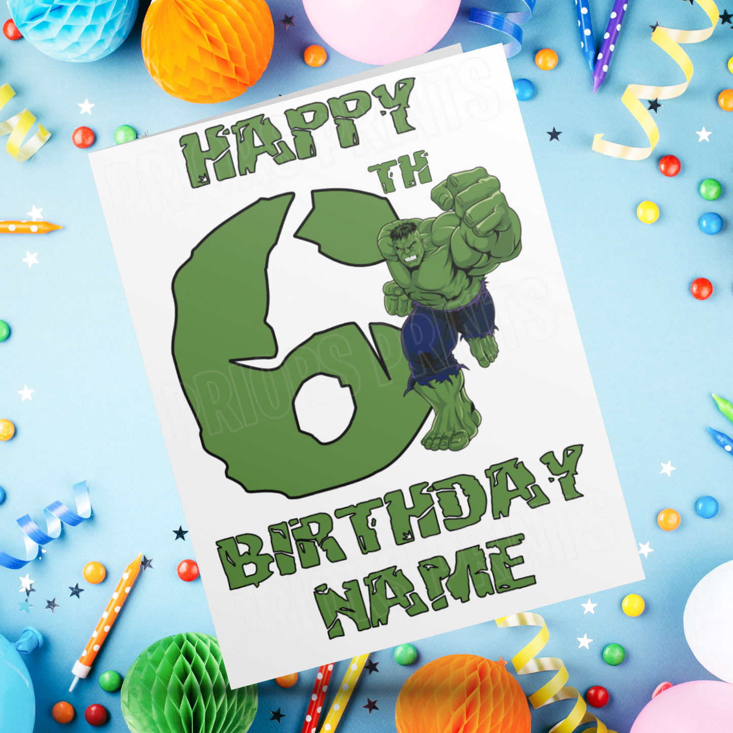 Personalised Hulk Birthday Card with Age 3-9 Years
