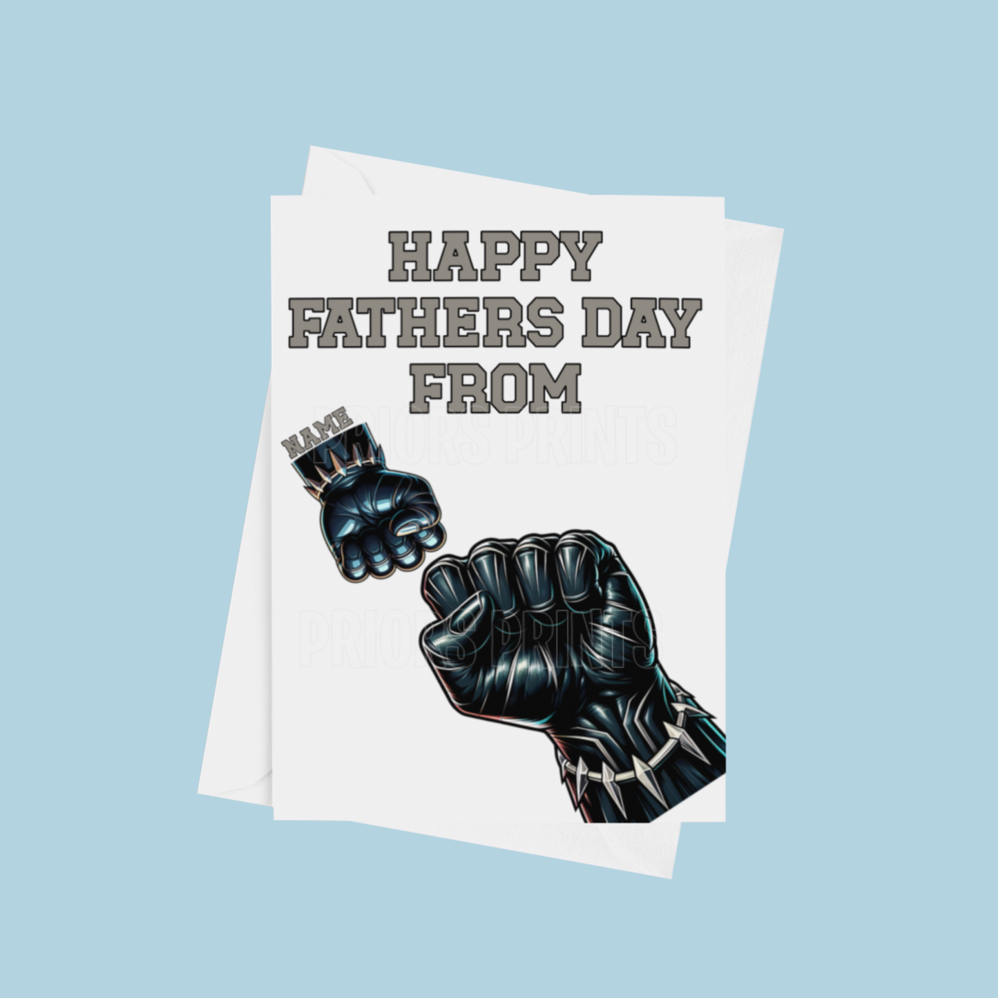 Personalised Black Panther Fist Fathers Day Card for up to 5 Children