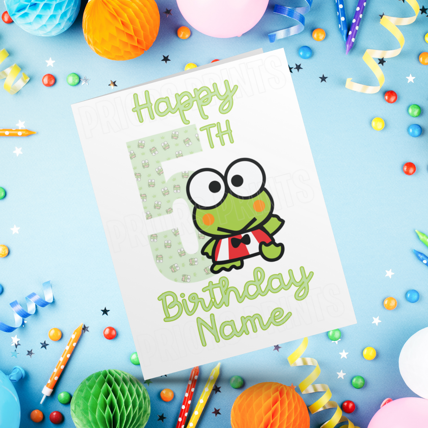 Personalised Keroppi Birthday Card with Age 1-20 Years (Sanrio- Hello Kitty & Friends)