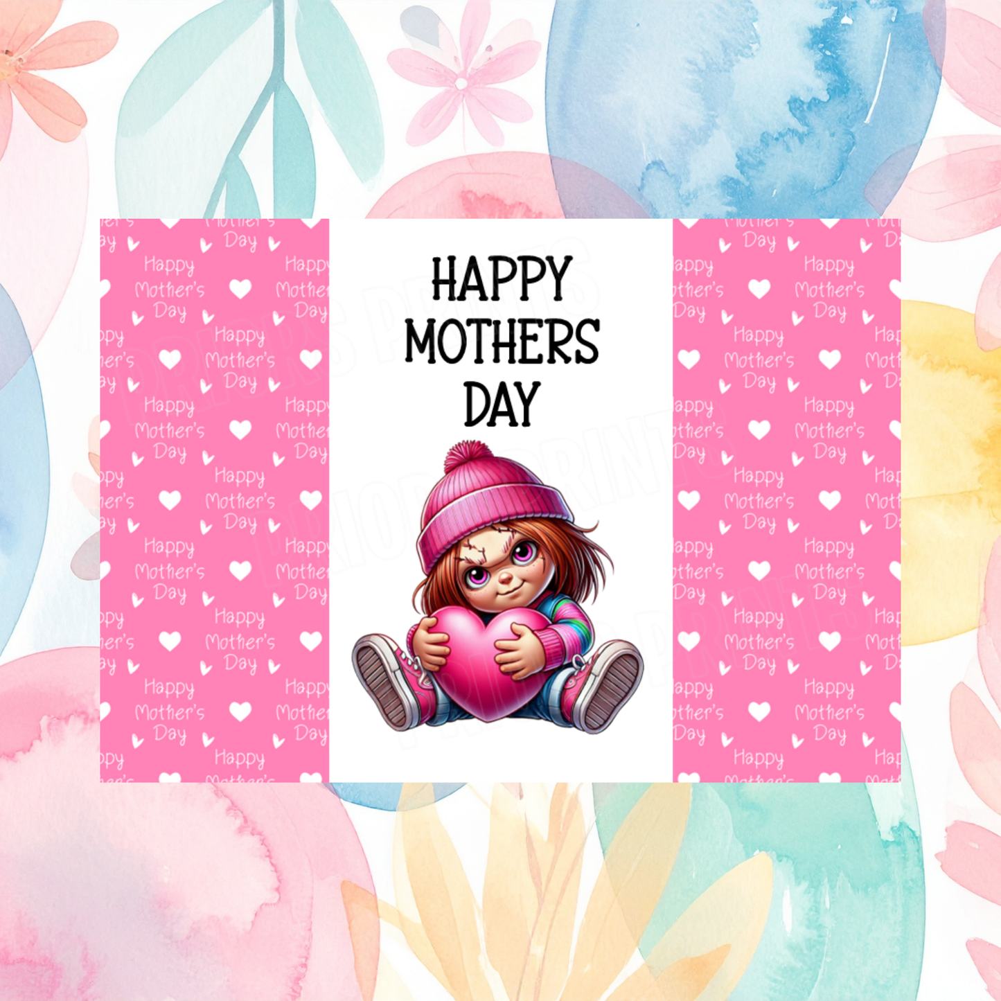 Characters with Pink Heart Happy Mothers Day Chocolate Bar Wrapper