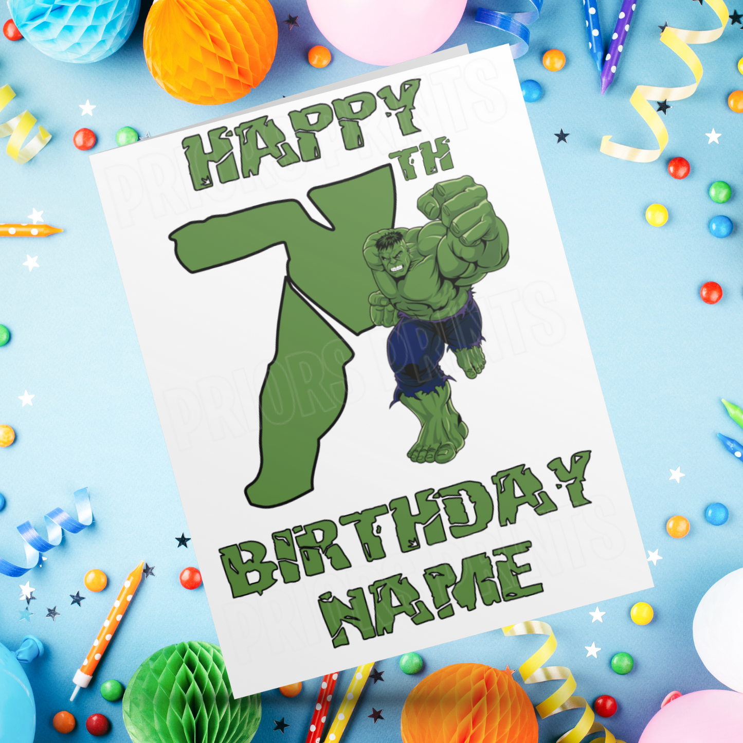 Personalised Hulk Birthday Card with Age 3-9 Years