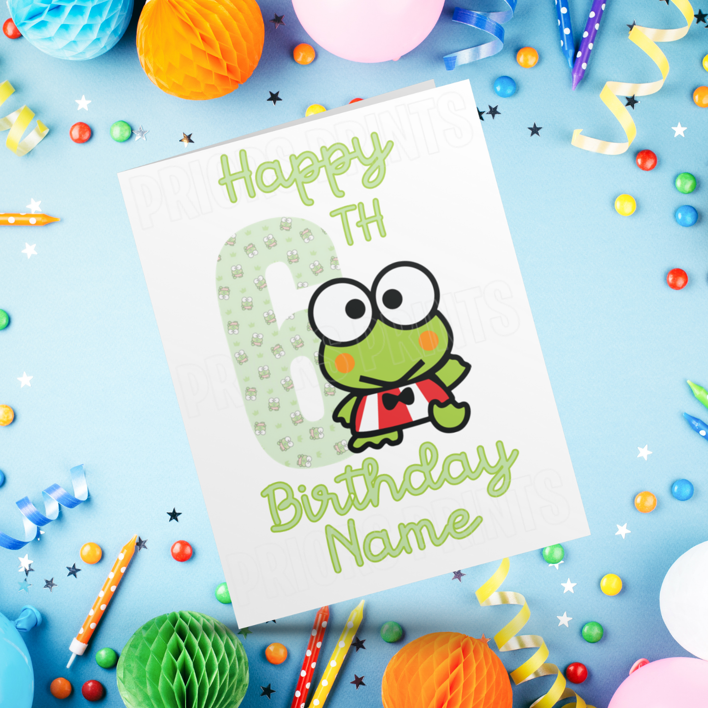 Personalised Keroppi Birthday Card with Age 1-20 Years (Sanrio- Hello Kitty & Friends)