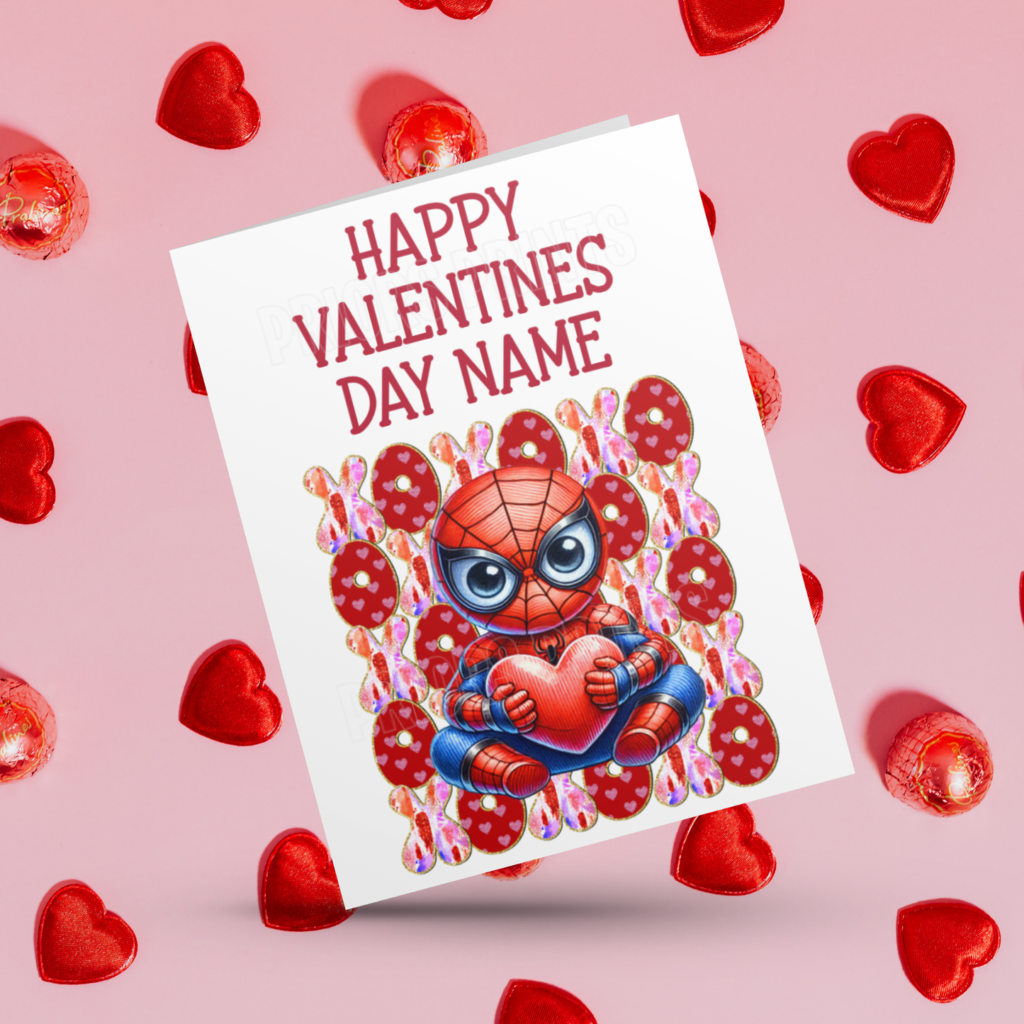 XOXOX Personalised Cute Character Valentines Day Cards 2  I Spiderman I Sonic I Captain America I Batman I Mario I Groot I Yoda I Deadpool
