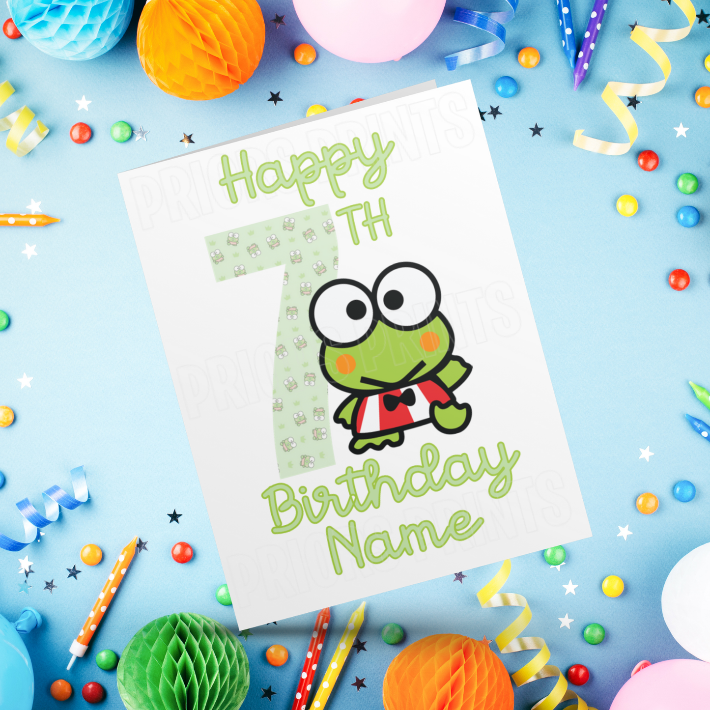 Personalised Keroppi Birthday Card with Age 1-20 Years (Sanrio- Hello Kitty & Friends)