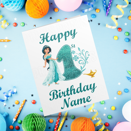 Personalised Jasmine Birthday Card with age 1-9 I Disney I Princess I Aladdin