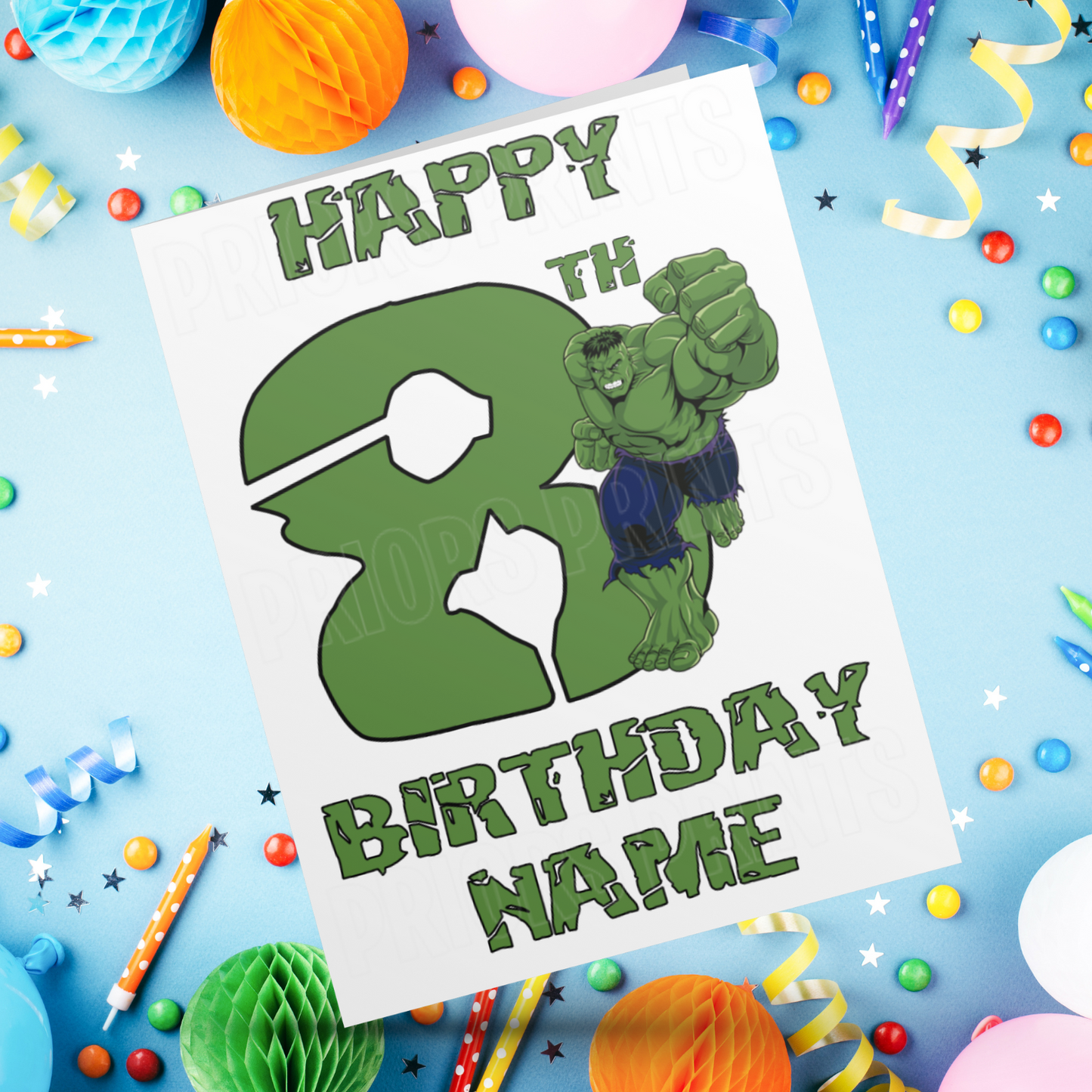 Personalised Hulk Birthday Card with Age 3-9 Years