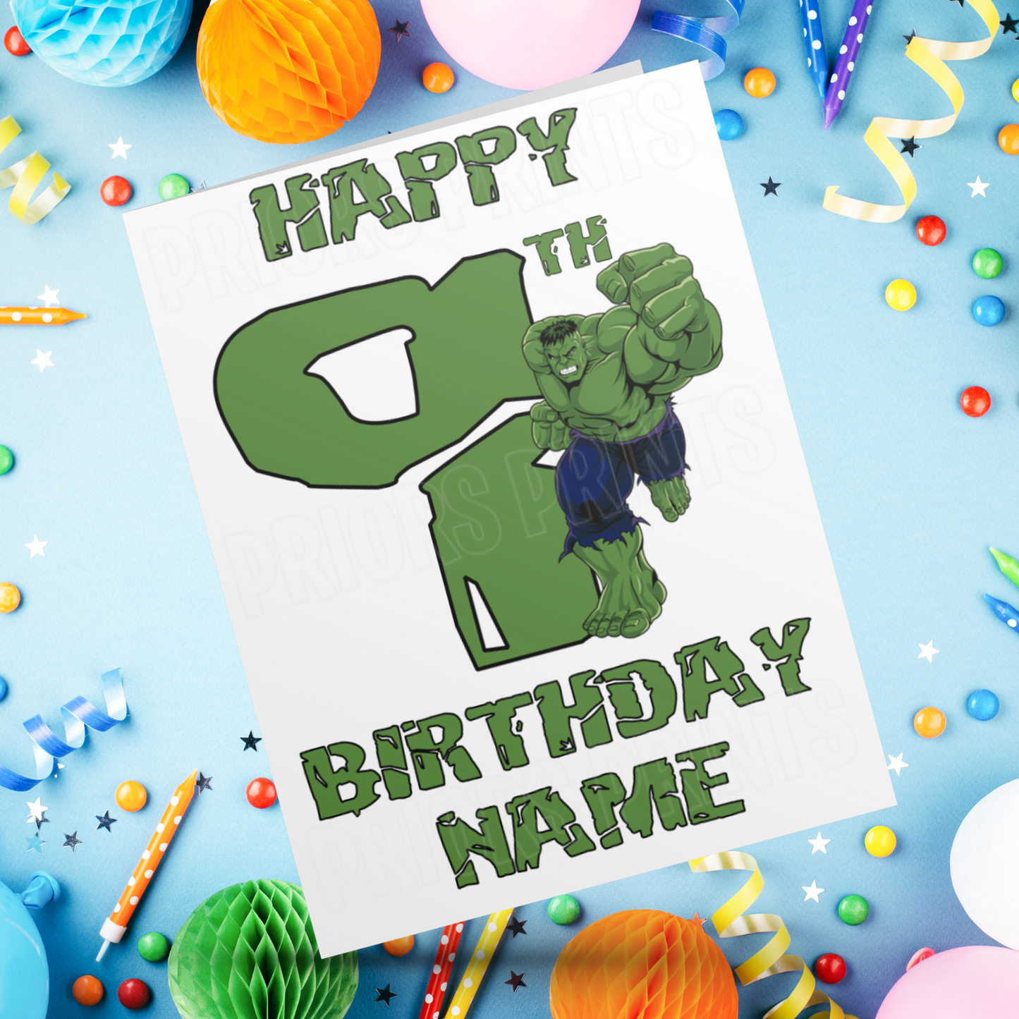 Personalised Hulk Birthday Card with Age 3-9 Years