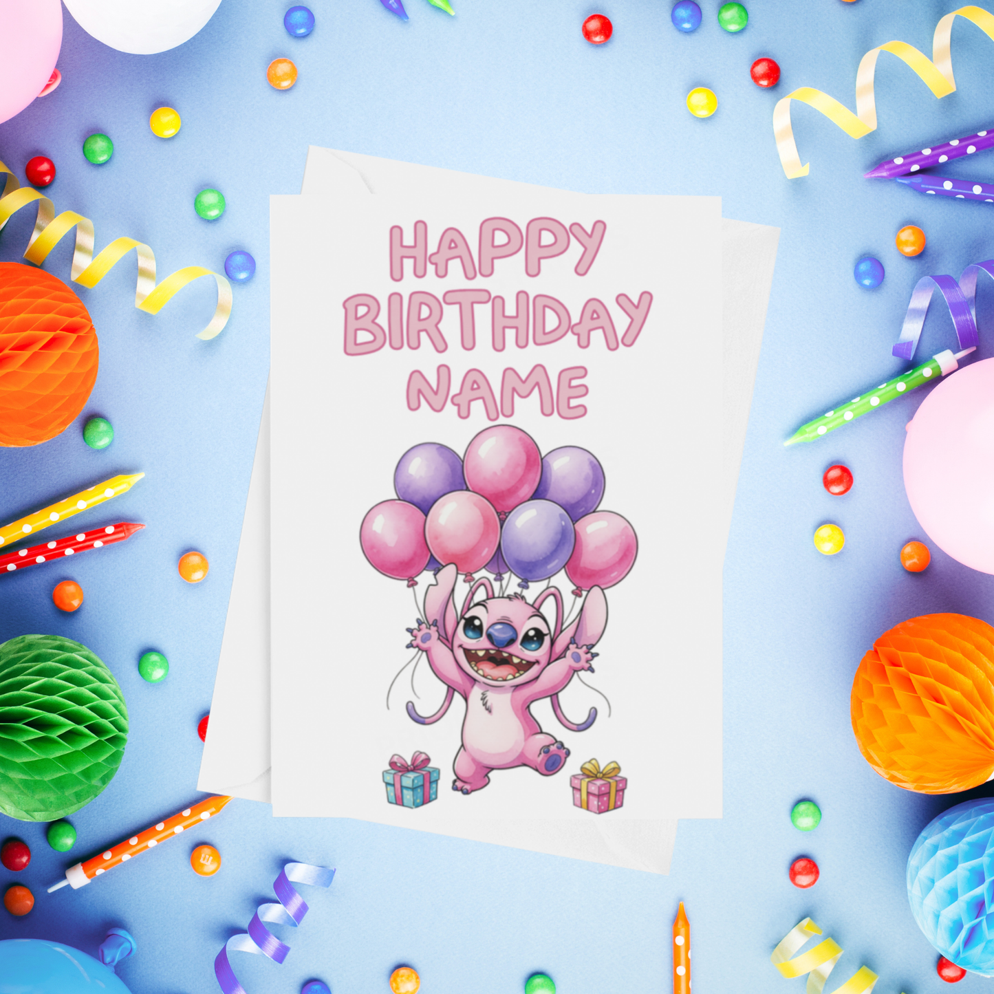 Angel, Lilo & Stitch Personalised Birthday Card