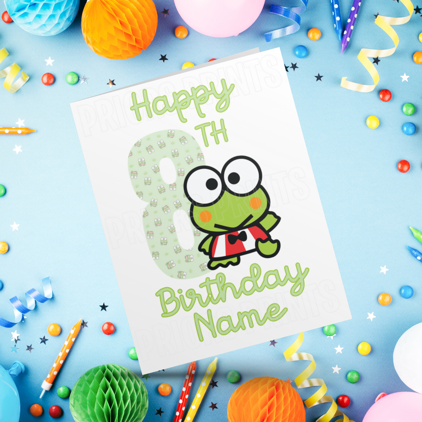 Personalised Keroppi Birthday Card with Age 1-20 Years (Sanrio- Hello Kitty & Friends)