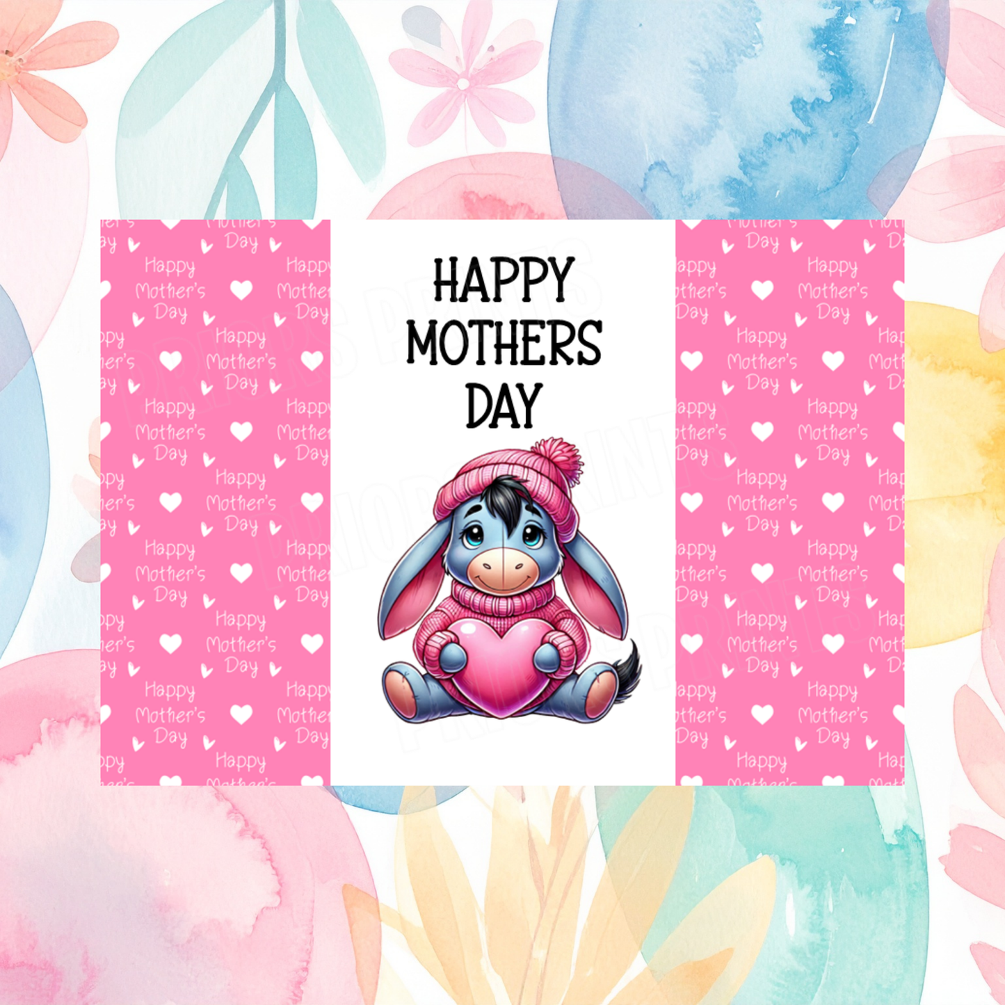 Characters with Pink Heart Happy Mothers Day Chocolate Bar Wrapper