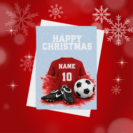 Football Shirt Personalised Christmas Card