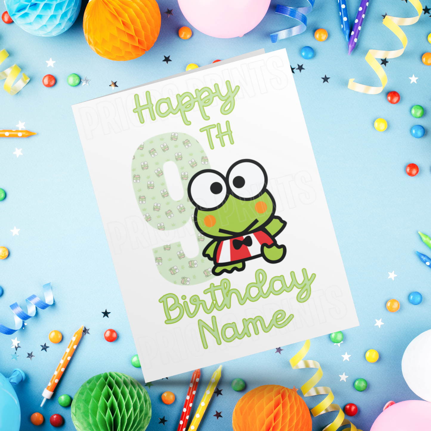 Personalised Keroppi Birthday Card with Age 1-20 Years (Sanrio- Hello Kitty & Friends)