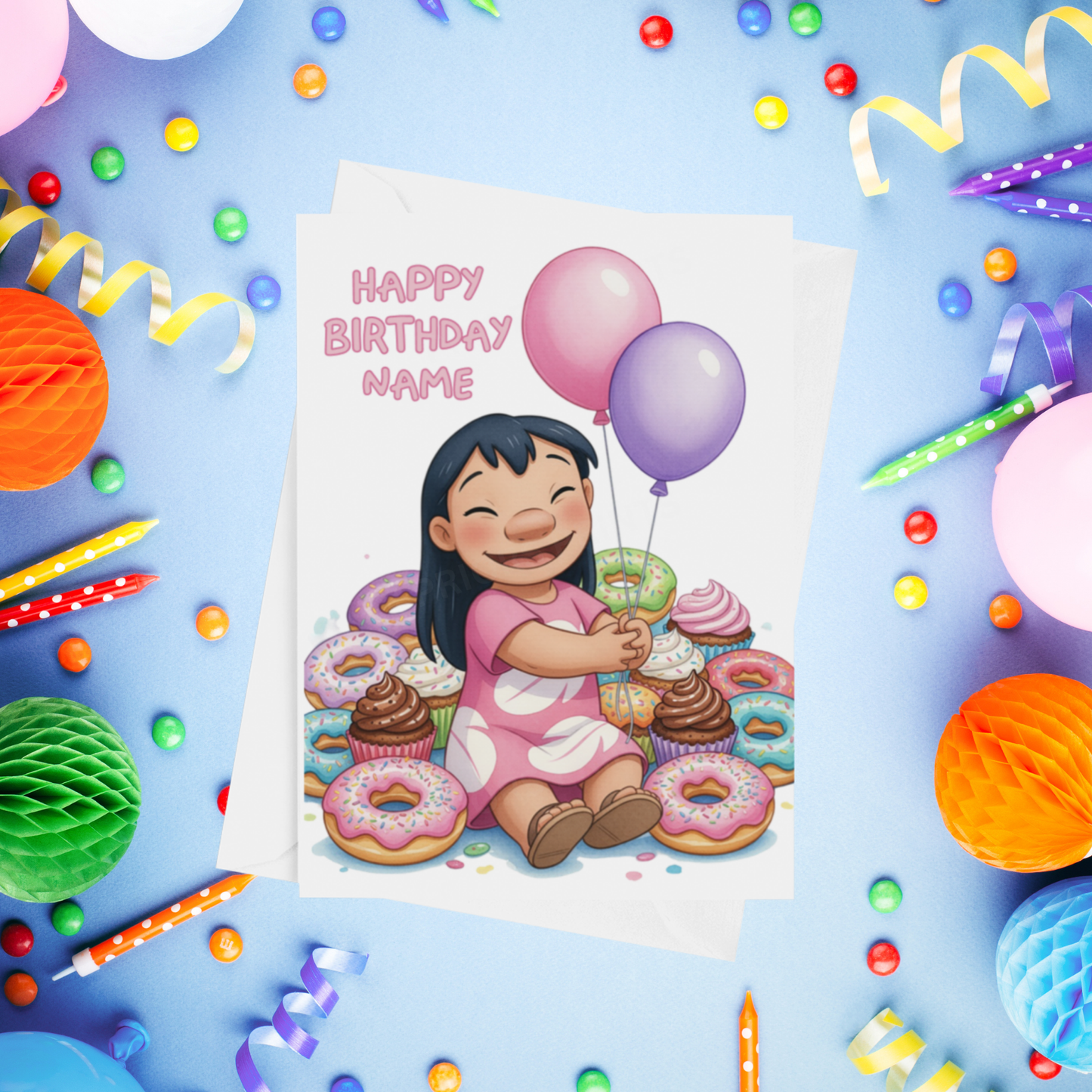 Angel, Lilo & Stitch Personalised Birthday Card