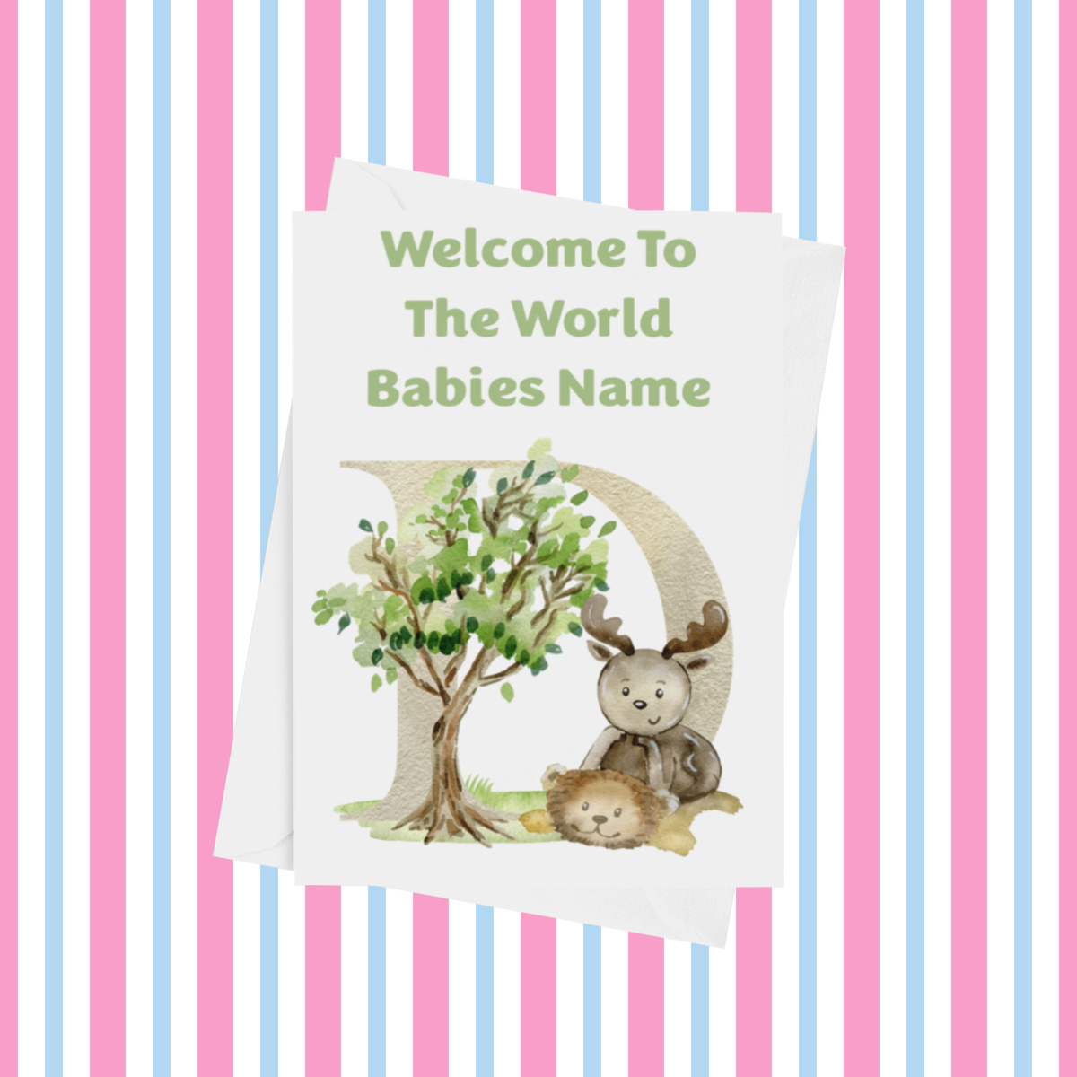 Welcome To The World Music Animals Personalised Card for New Baby