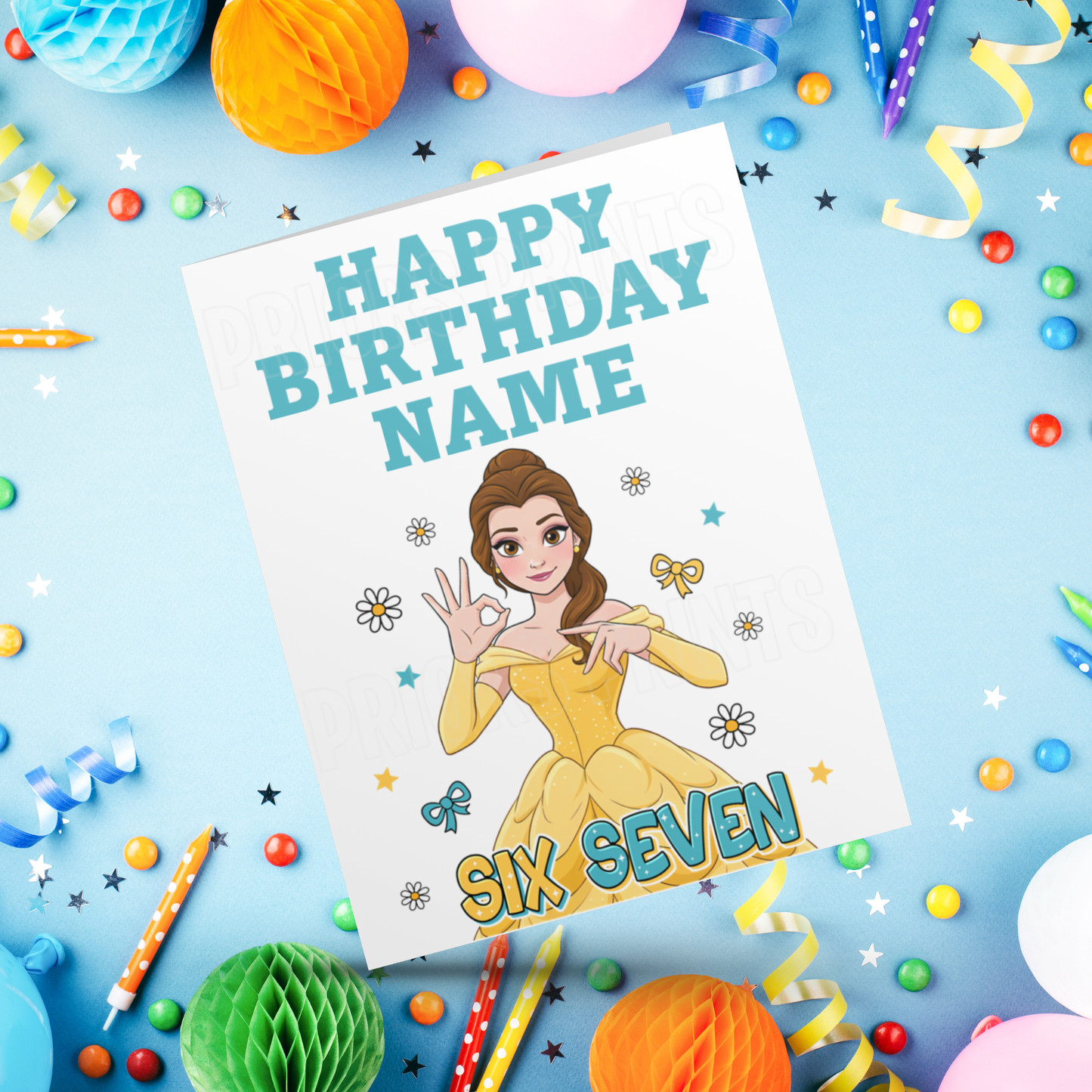 Princess Six Seven Personalised Birthday Card I Disney
