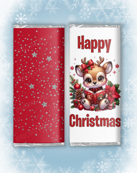 Cute Reindeer Christmas Chocolate Bar Wrappers