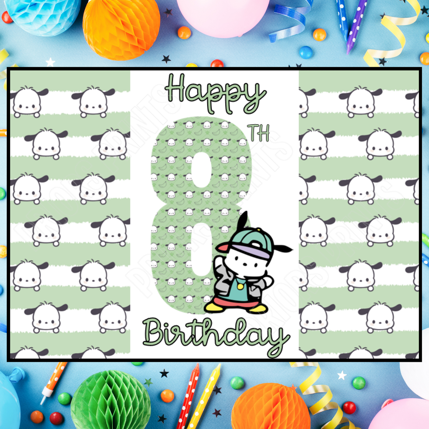 Pochacco Birthday Chocolate Bar Wrapper with Age 5-20 Years (Matches Cards)