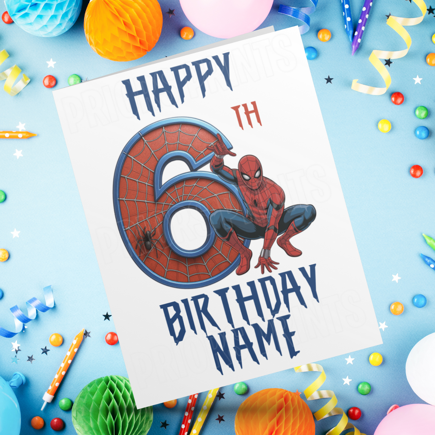 Personalised Spiderman Birthday Card with Age 3-13 Years (Marvel)
