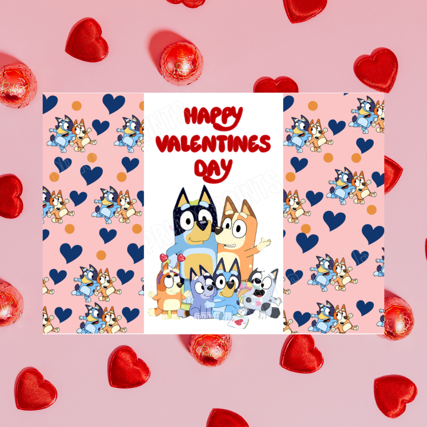 Bluey Valentines Chocolate Bar Wrapper