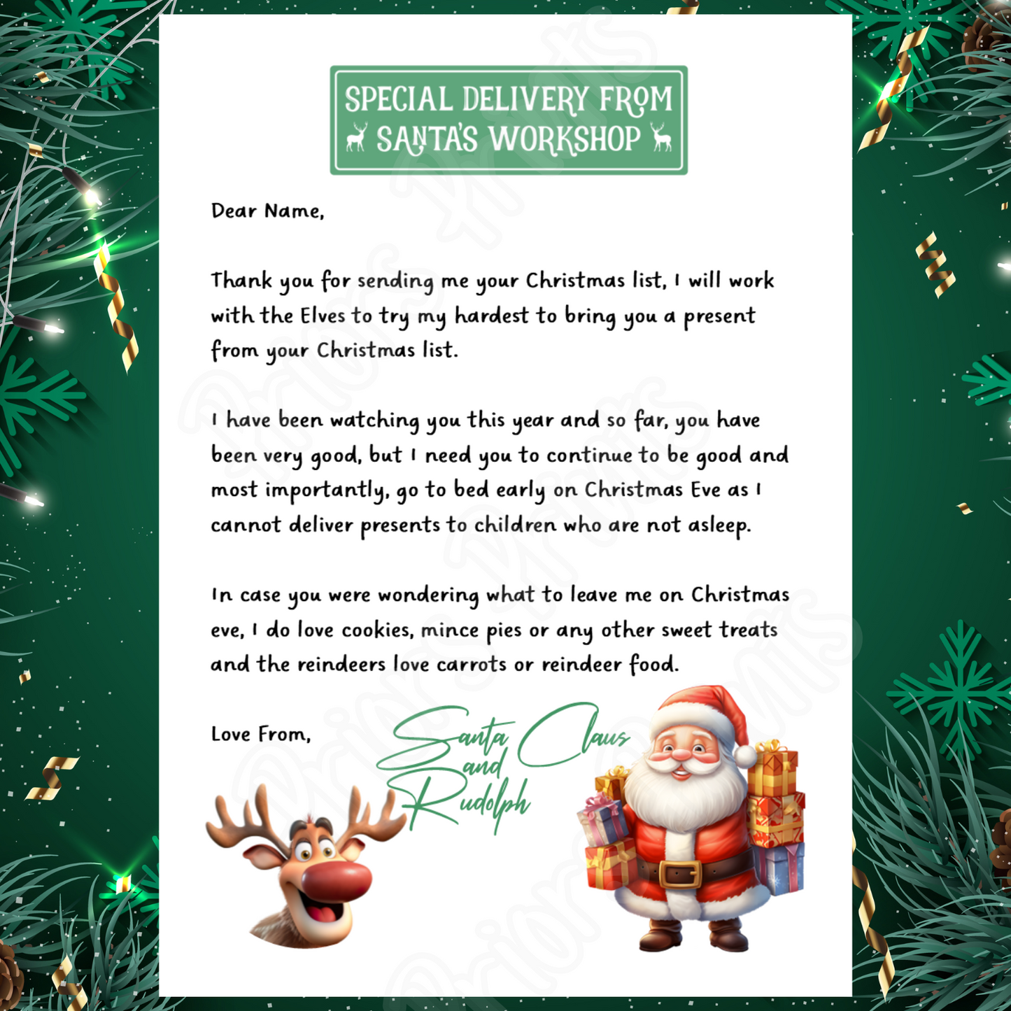 Personalised Santa Letter 3 Different Designs to choose from